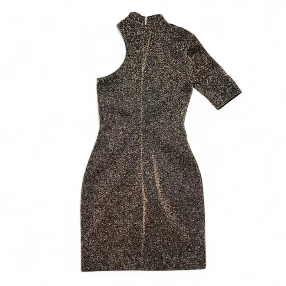 NWT $2300 STELLA MCCARTNEY Malisa One Shoulder Mini Dress Metallic IT 40 US 6 - Picture 6 of 8